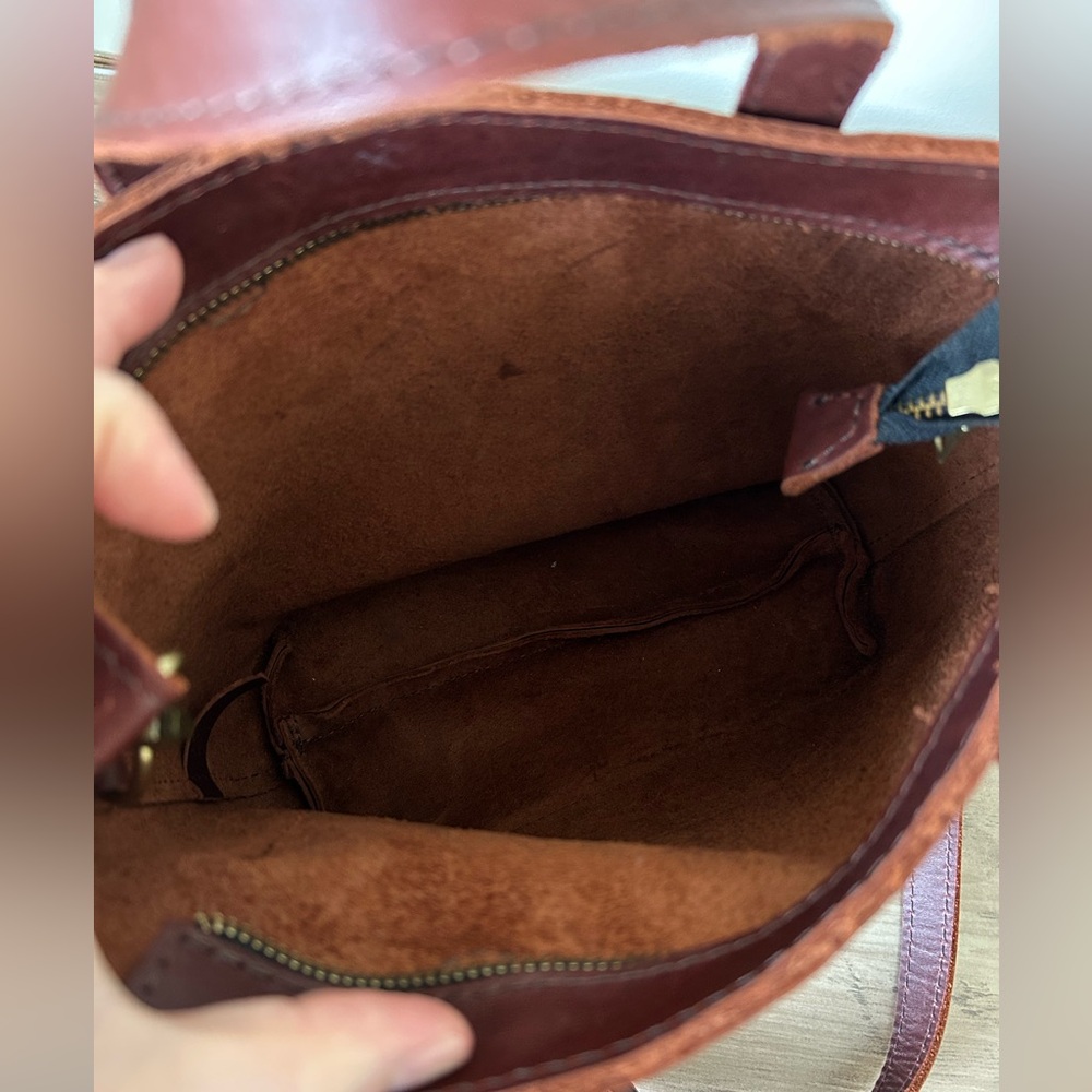 Portland Leather Small Crossbody Tote in Rich Brown - Picture 3 of 8
